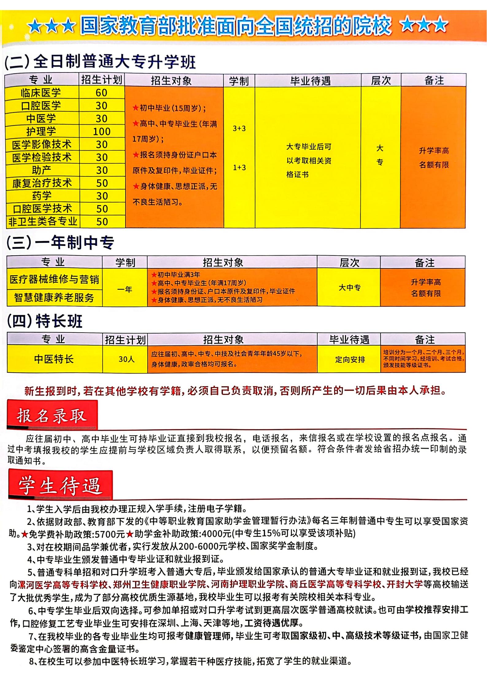 2024年漯河卫校招生简章(图3)